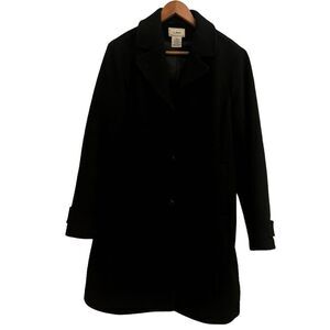 L.L. Bean Women’s Black Lambswool Thinsulated Long Midi Coat with Pockets 16